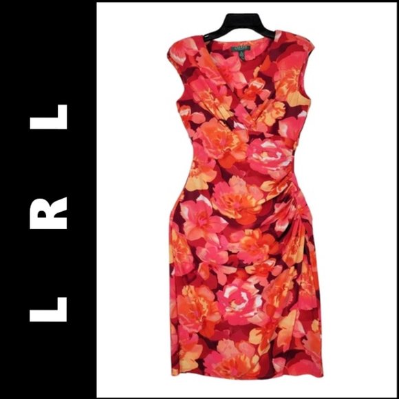 Lauren Ralph Lauren Dress Size 2 Women Sleeveless Sheath Floral - Picture 8 of 8